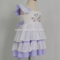 Boutique purple embroidered summer causal baby girl dress